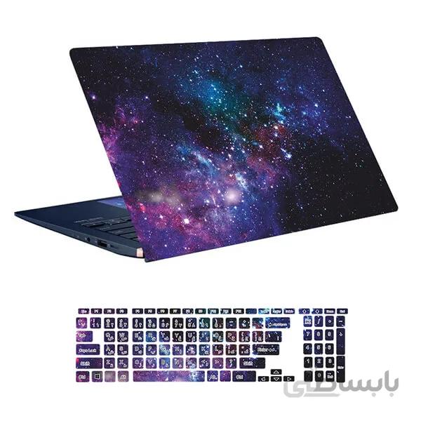 اسکین لپ تاپ طرح Space کد ۶۴ به همراه استیکر کیبورد