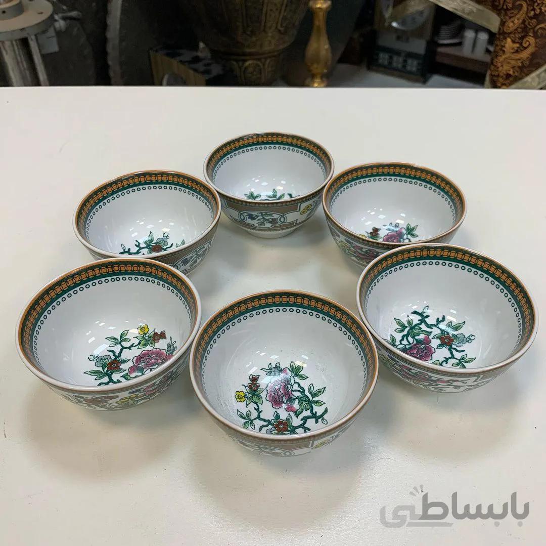 شش عدد پیاله ترشی خوری کشمیری طرح قدیم مارک هاورانگلیس قطر ۹ سانت سایز کوچک