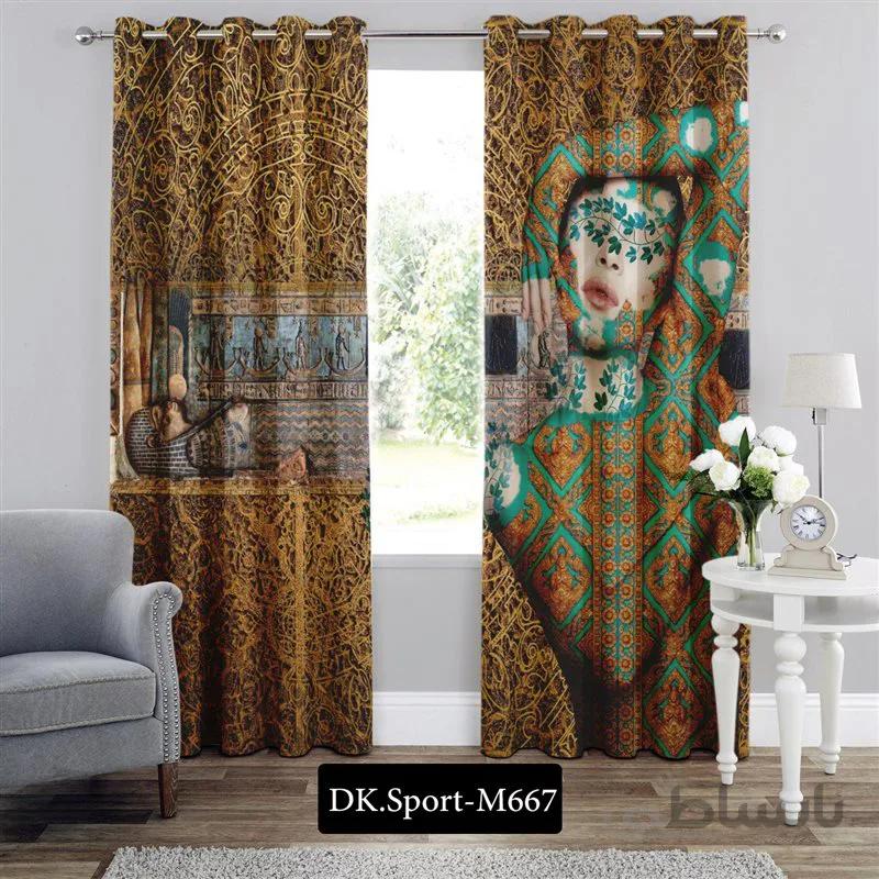 پرده پانچی (هازان و مخمل) کد DK.S.M667 طرح اسپرت نقوش