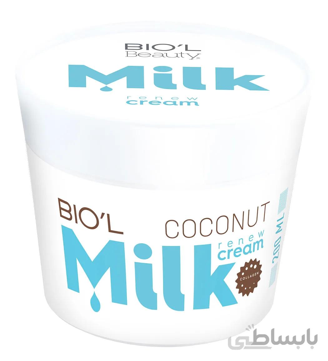کرم میلک شیر و نارگیل مناسب پوست نرمال تا خشک کاسه ای200میل بیول ا Biol Milk And Coconut Cream For Normal And Dry Skins 200ml