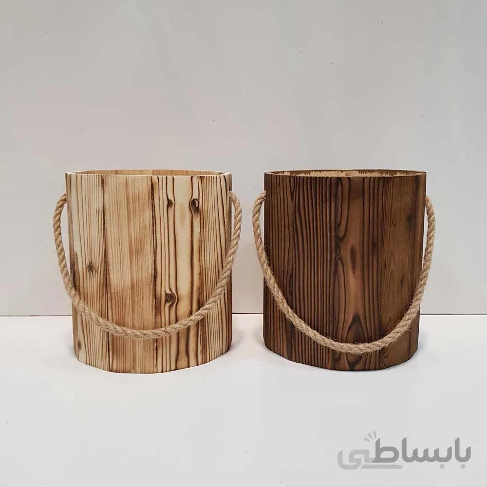 سطل زباله چوبی بزرگ بدون درب