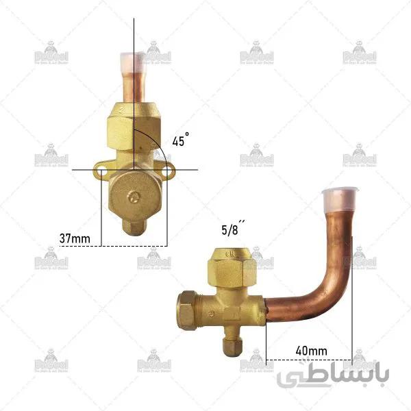 شیر سرویس 90 درجه سایز5/8 اینچ گازR22