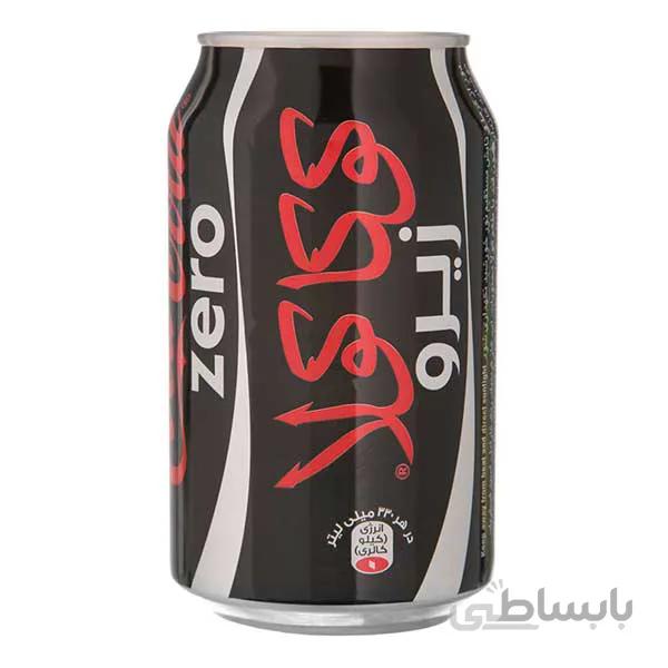 نوشابه زیرو کوکاکولا قوطی حجم 330 میلی لیتر باکس 24 عددی ا zero cocacola 330ml
