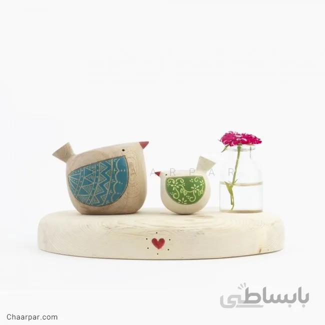 گلدان رو میزی پرنده با جوجه
