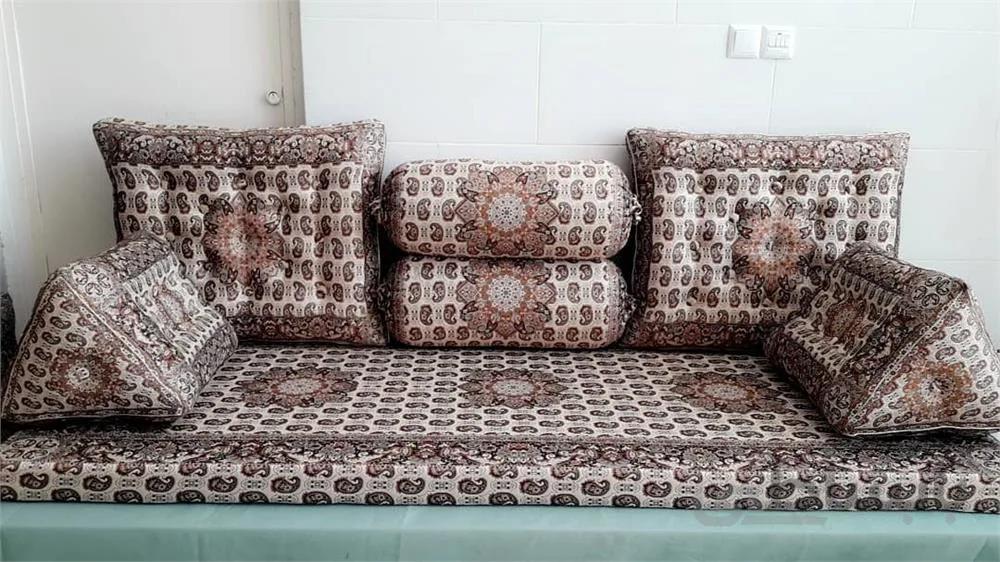 ست شاهنشین ۷تکه طرح قاجاریه کرم ملیح تراکم ۲۰۰ ا Royal set of 7 pieces, Qajar design, Malih cream, density 200