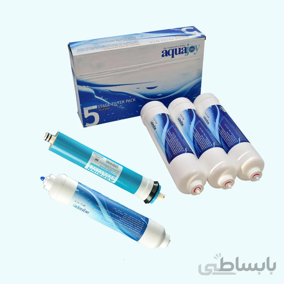 پک کامل فیلتر دستگاه تصفیه آب خانگی inline آکواجوی (بسته ۵ عددی)