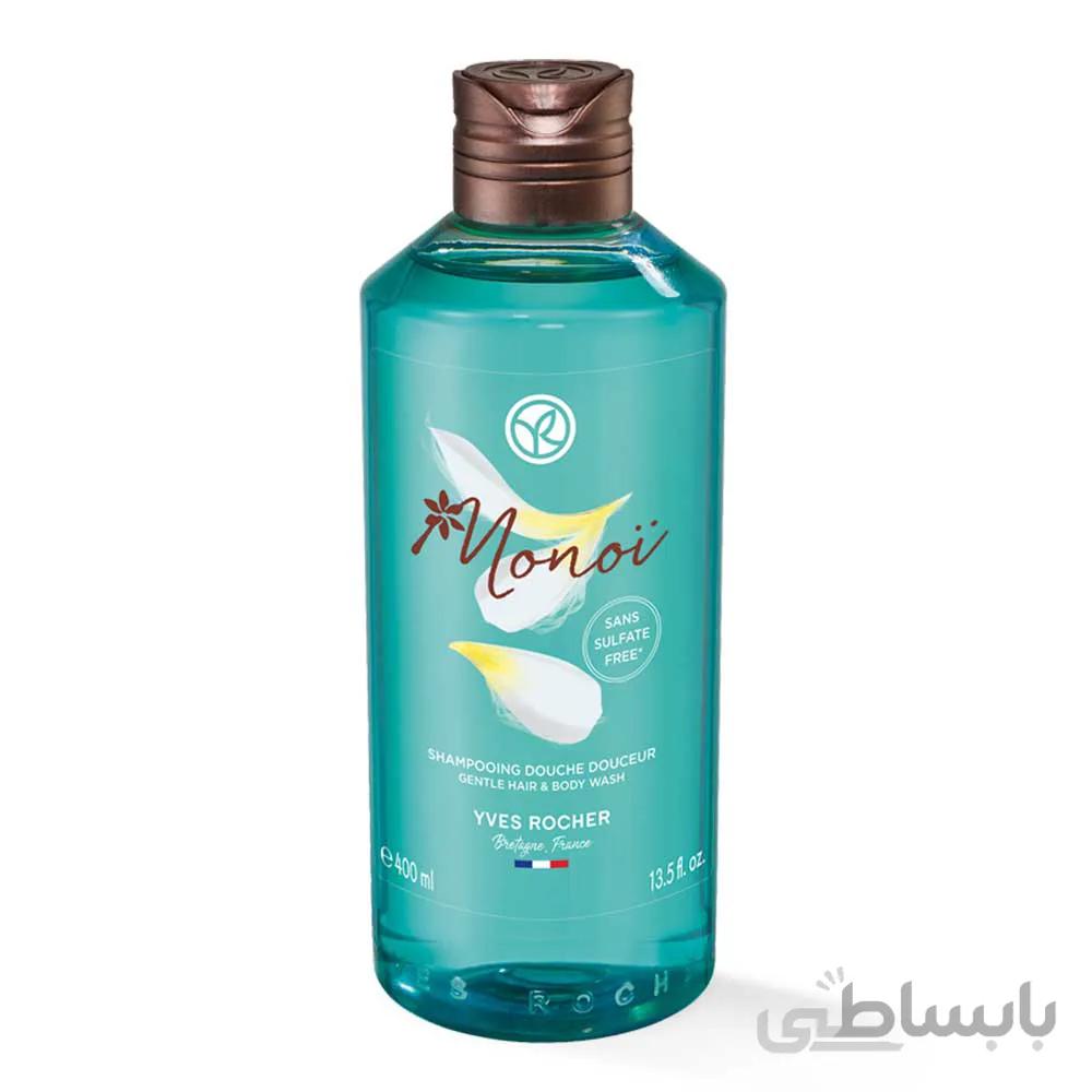 شامپو سر وبدن ایوروشه مدل monoi در حجم 400میلی لیتر ا yves rocher monoi shampoo for head and body 400ml