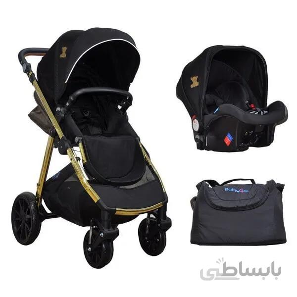 سرویس کالسکه دلوکس بیبی فور لایف baby4life رنگ مشکی گلد