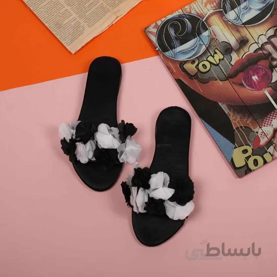 دمپایی گل دار سفید