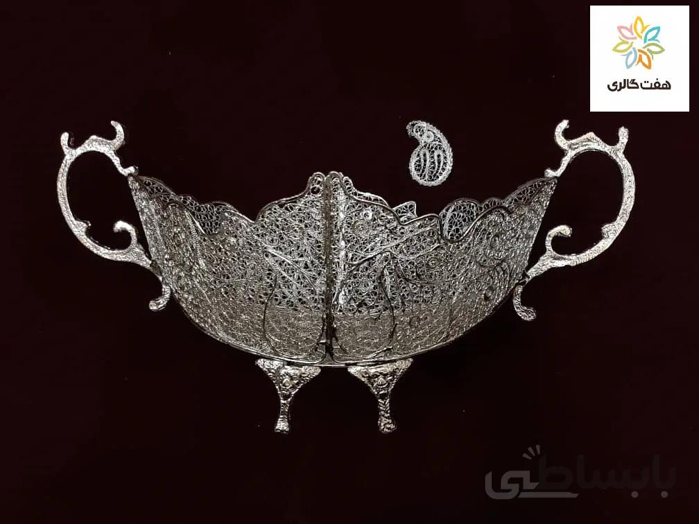 کشکول قایقی پایه کوتاه ملیله کد ۱۰۷۴۴