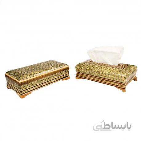 ست جعبه دستمال و جاکاردی رومیزی خاتم کاری