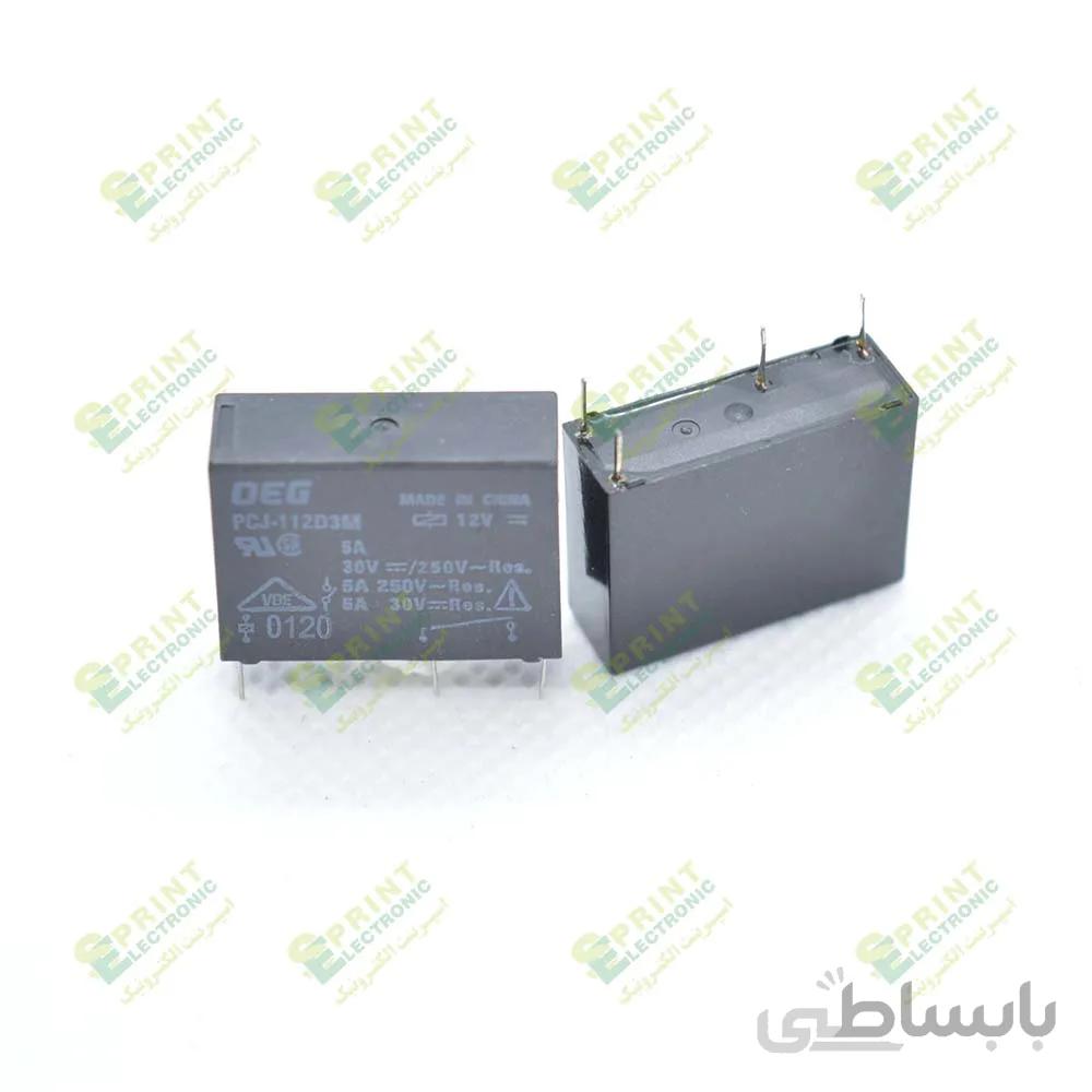 رله 12 ولت باریک پکیجی 4 پایه 5 آمپر OEG PCJ-112D3M