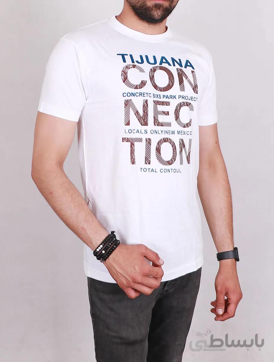 تیشرت یقه گرد مردانه سفید مدل TIJUANA