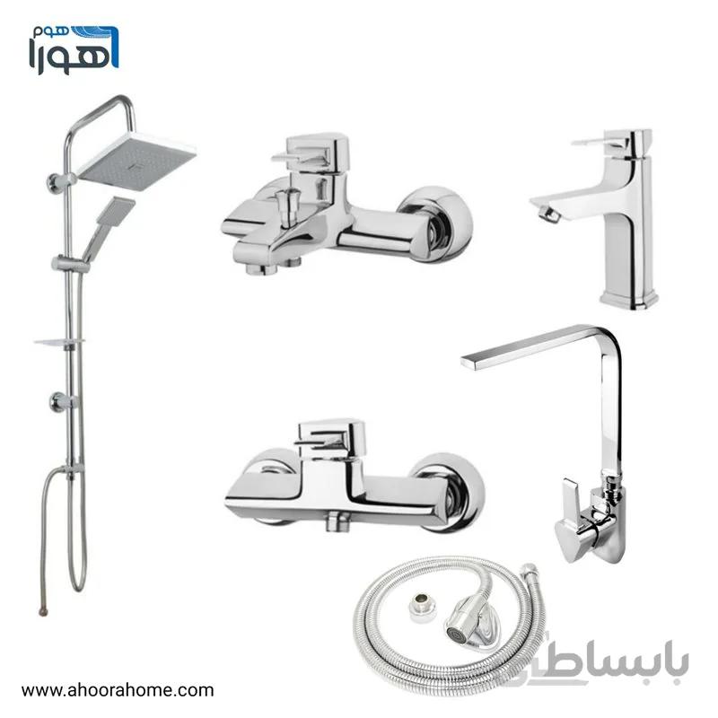 ست شیرآلات مدل یلدا + شلنگ توالت + علم دوش حمام