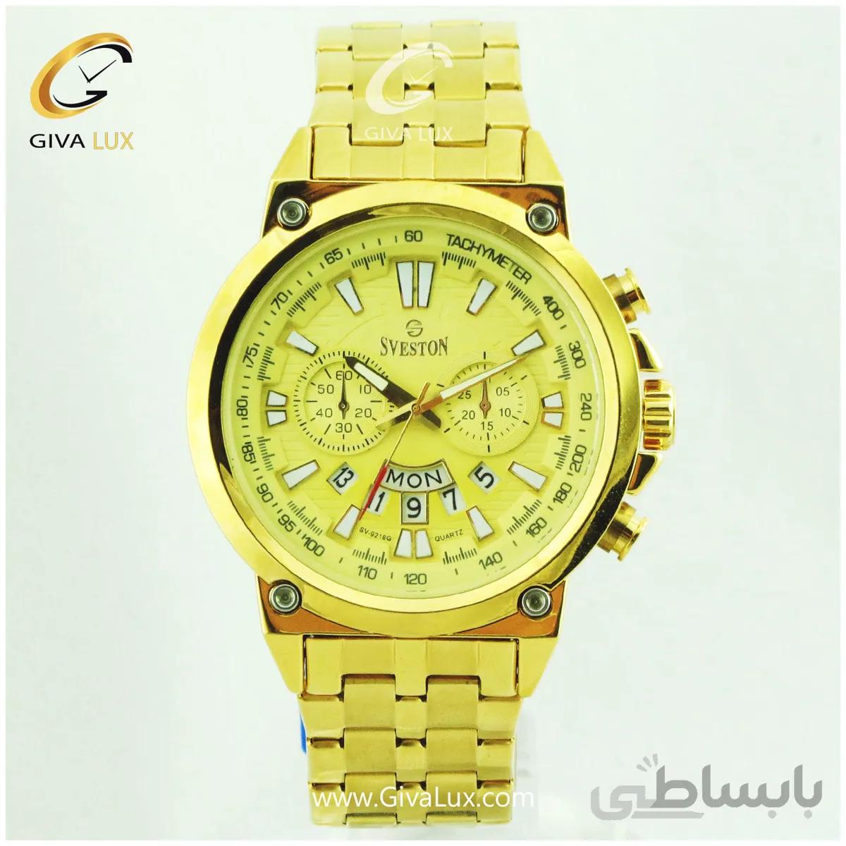 ساعت مچی مردانه طرح سه موتوره سوستون ضد آب طلایی SV-9218