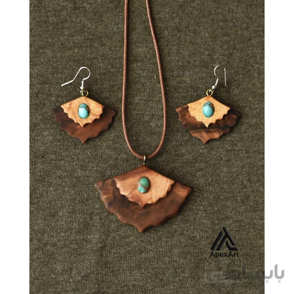 گردنبند و گوشواره چوبی طرح ژوان
