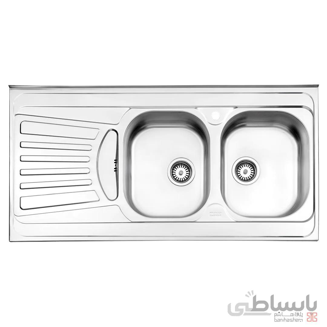 سینک استیل البرز دو لنگه فانتزی 725 روکار - راست ا steelalbroz.sink725/60