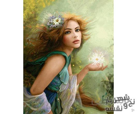 مصالح و لوازم کامل بافت تابلو فرش طرح دختر زیبا کد 93299