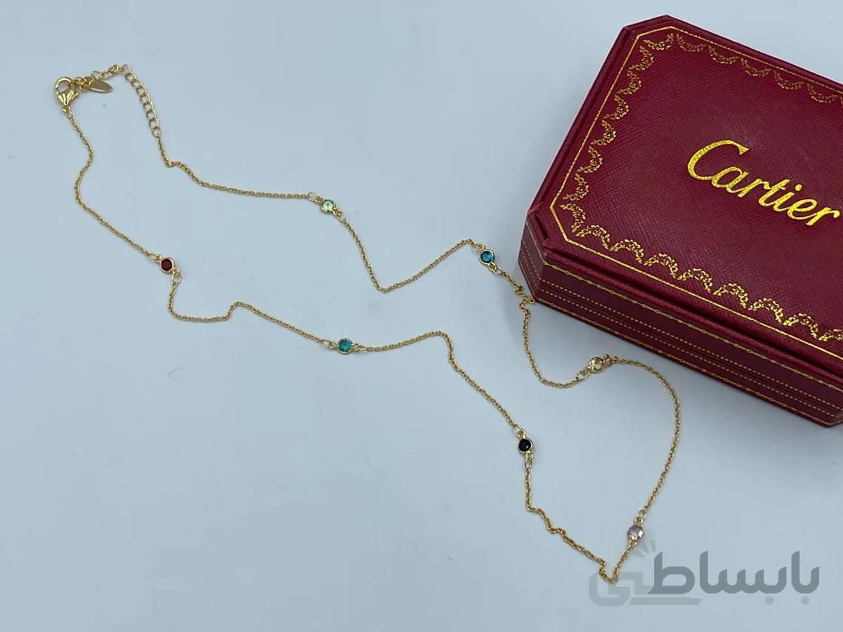 گردنبند نگین رنگی طلایی