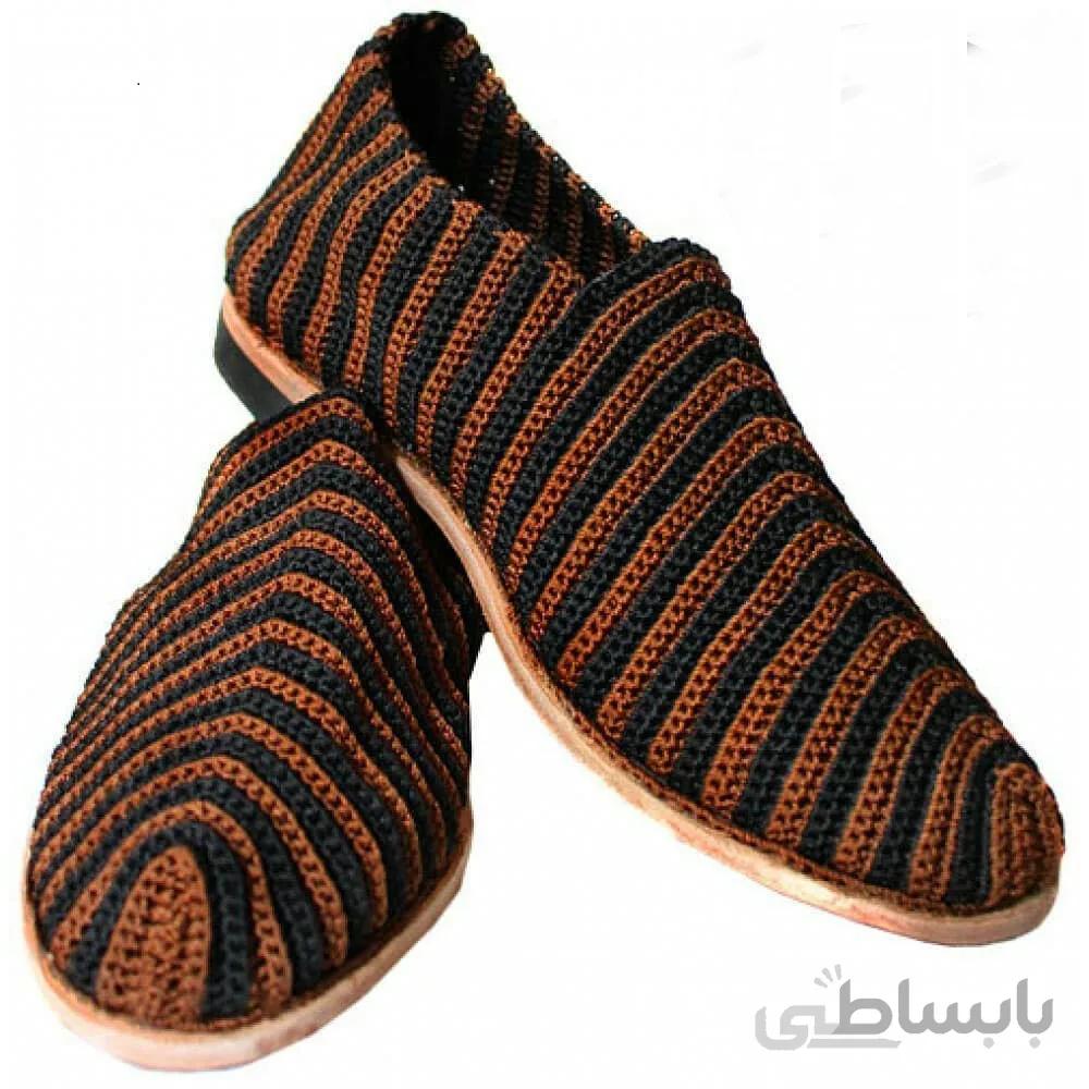 گیوه چرم زندان بافت دو رنگ