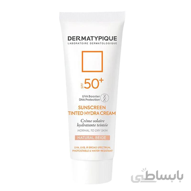 ضد آفتاب بی رنگ هیدرا مناسب پوست خشک +SPF50 درماتیپیک ا Sunscreen Hydra Cream SFP50+ 50ml DERMATYPIQUE کد 384661