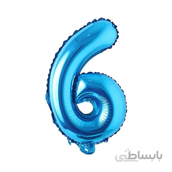 بادکنک فویلی عددی ساده آبی عدد ۶