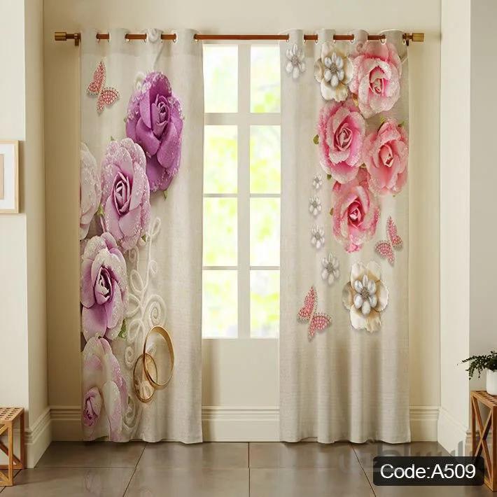 پرده پانچی گلدار کد A509