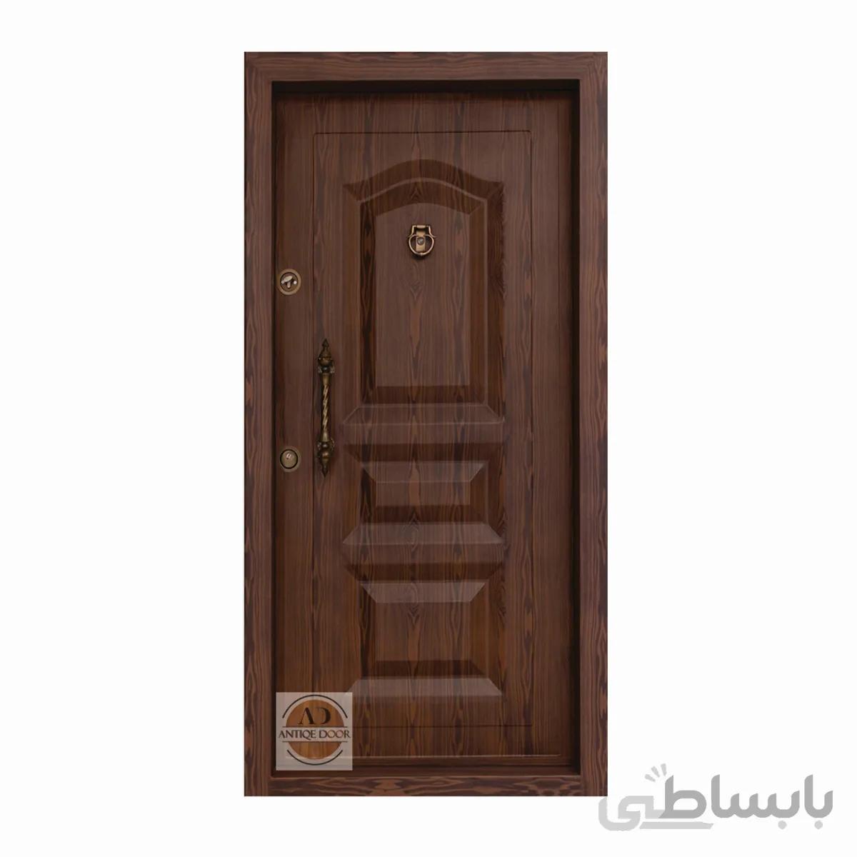 درب ضد سرقت روکش فلزی دکورال مدل سه قاب هلال - چپ بازشو