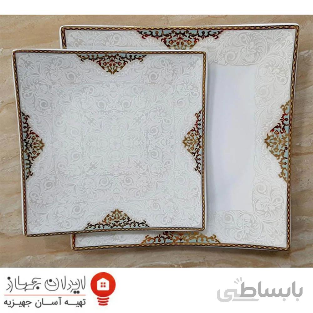 سرویس غذاخوری 30 پارچه ( 6 نفره ) 4گوش چینی تقدیس قالب شارلوت گل آرایی رزالین فیروزه