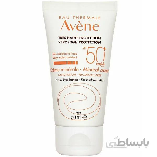 کرم ضد آفتاب مینرال اون Avene حجم ۵۰ میل | مناسب پوست حساس ا Avene Very High Protection Mineral Cream SPF 50+, 50ml