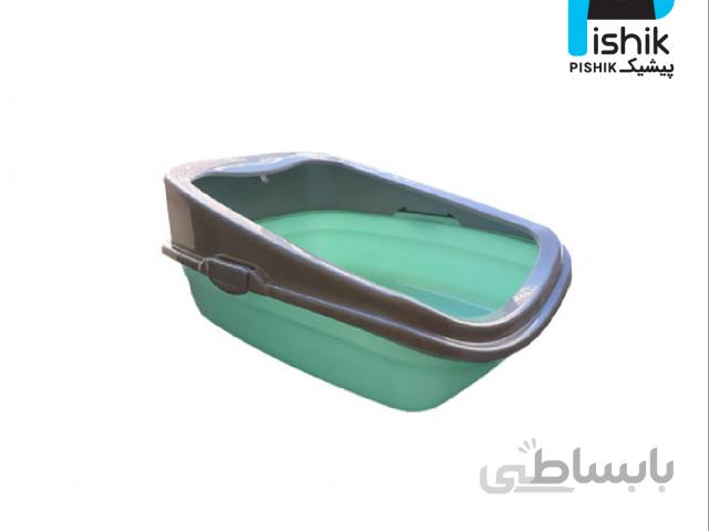ظرف خاک و دستشویی گربه لبه دار بزرگ به همراه بیلچه مشا