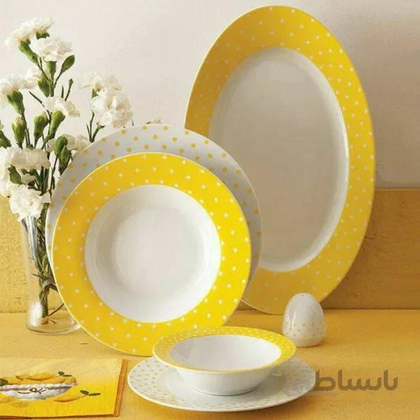 سرویس 28 پارچه غذاخوری چینی زرین طرح ایتالیا اسپاتی