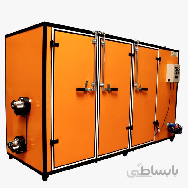 خشک کن میوه سه کابین 600 کیلو گازی T600 تام صنعت طیبلی