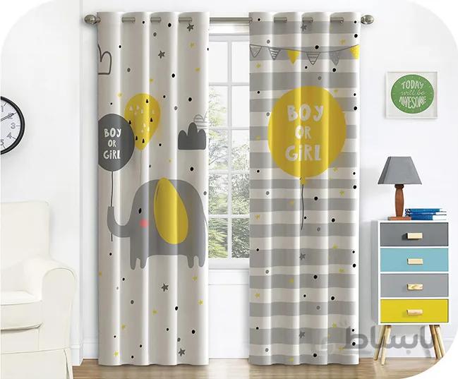 پرده چاپی پسرانه طرح فیل - کد 831832