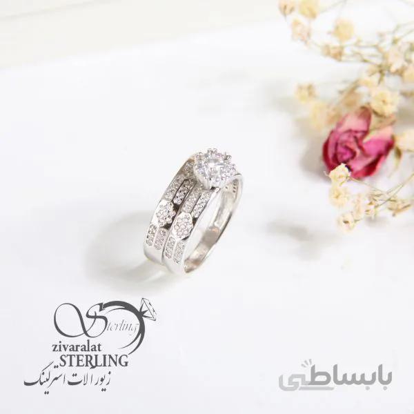 انگشتر نقره زنانه طرح دو گوهر