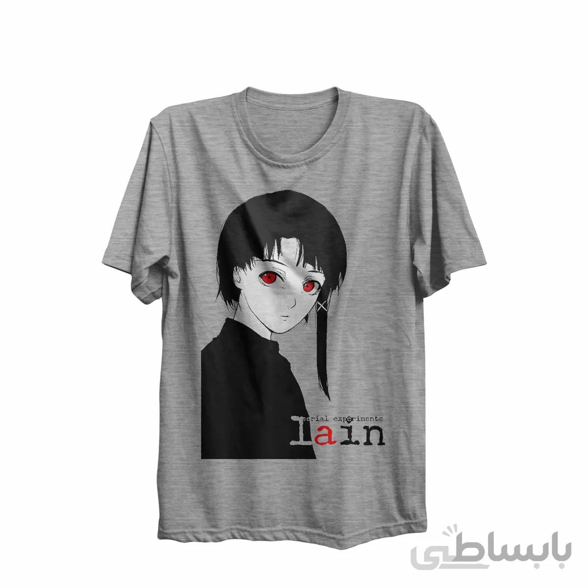 تیشرت یقه گردخاکستری طرح انیمه تجربیات سریالی لین Serial Experiments Lain کد KCT10462