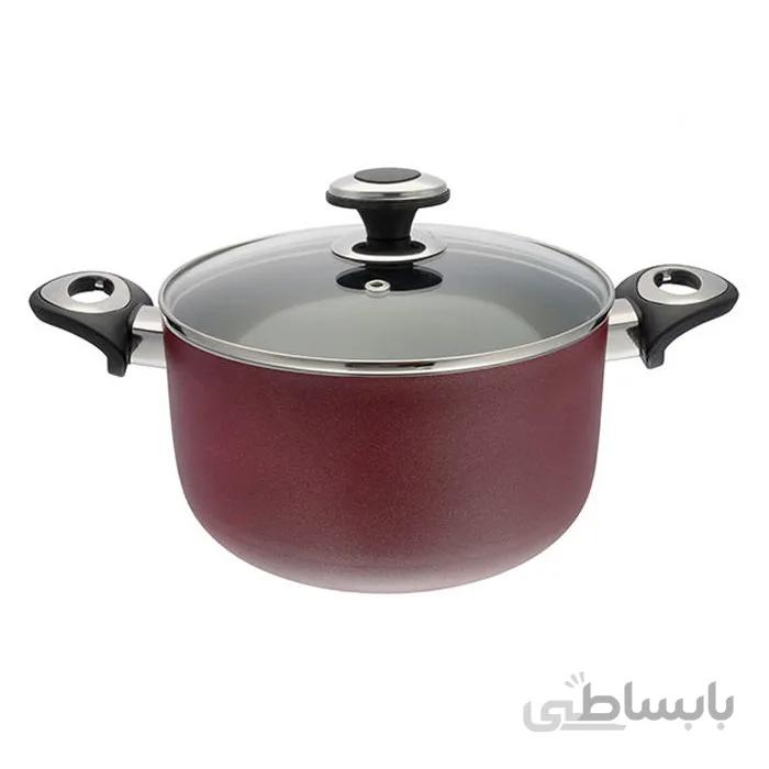 قابلمه سایز 20 گرانیتا سرمه ای با درب شیشه ای زرساب کد GT-420S
