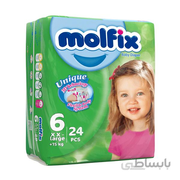 پوشک بچه سایز 6 مولفیکس - 24 عددی ا Molfix XXL Baby-Diaper Size 6 - 24 pcs کد 285868
