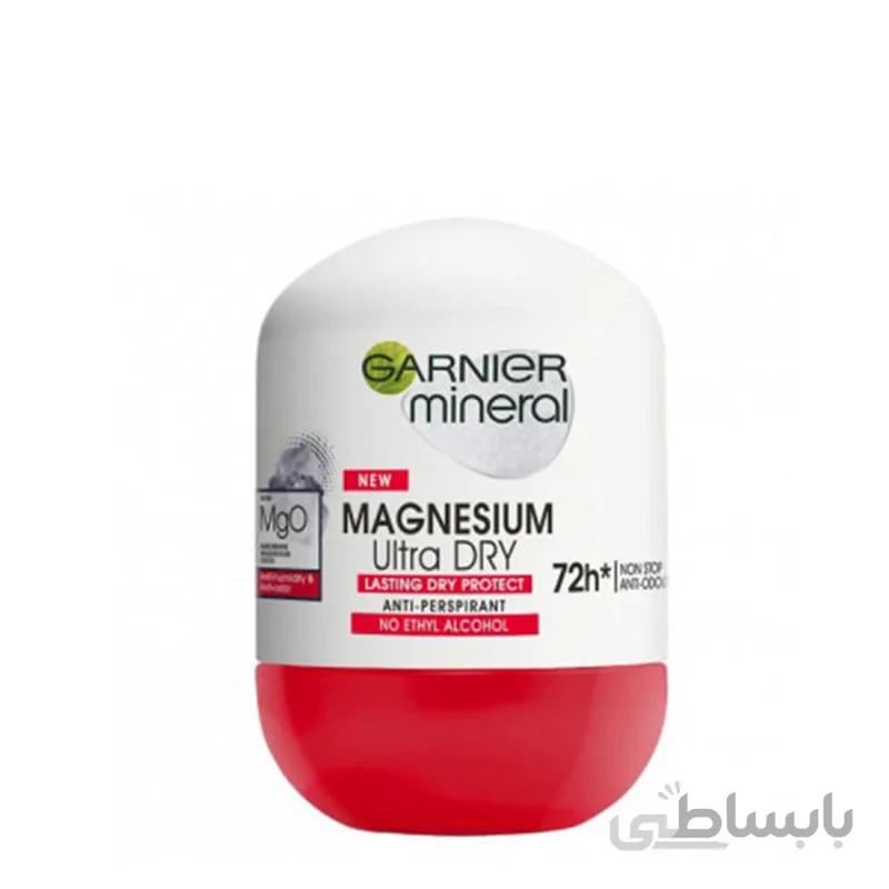 رول ضد تعریق مدل منیزیم الترا دری گارنیه حجم 50 میل ا Magnesium Ultra Dry Antiperspirant roll Garnier