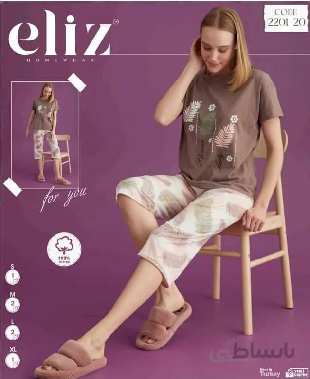 ست تیشرت و شلوارک راحتی زنانه 20-2201 ترک | الیز | Eliz