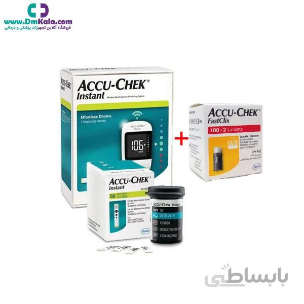 دستگاه و نوار 50 عددی اکیوچک اینستنت همراه سوزن فست کلیکس 102 عددی ا ACCU-CHEK-instanst-device-with-102-Fast-Clix
