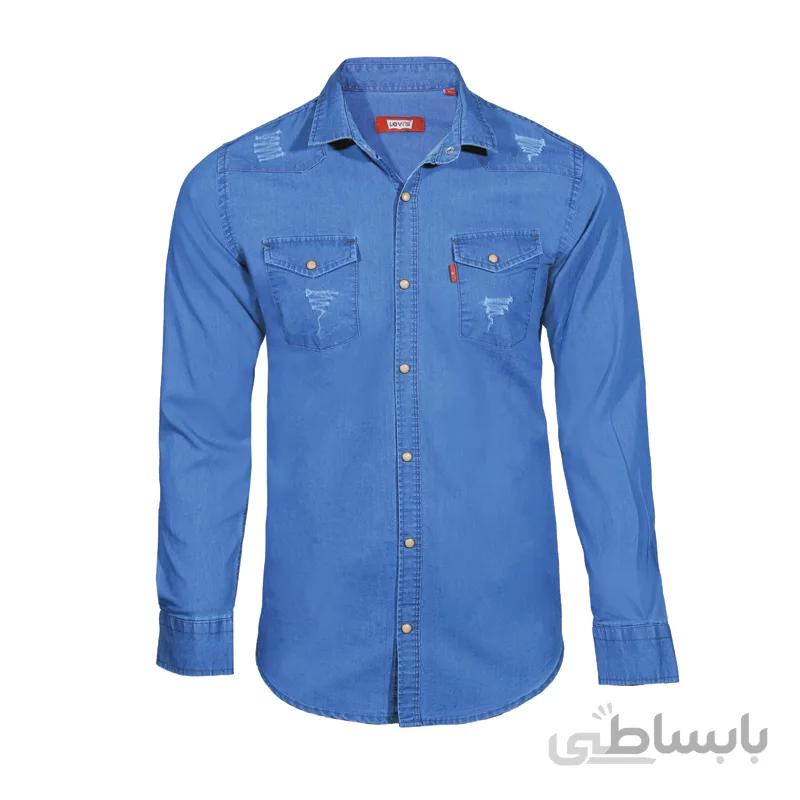 پیراهن لی آبی زاپ دار – کد N2001