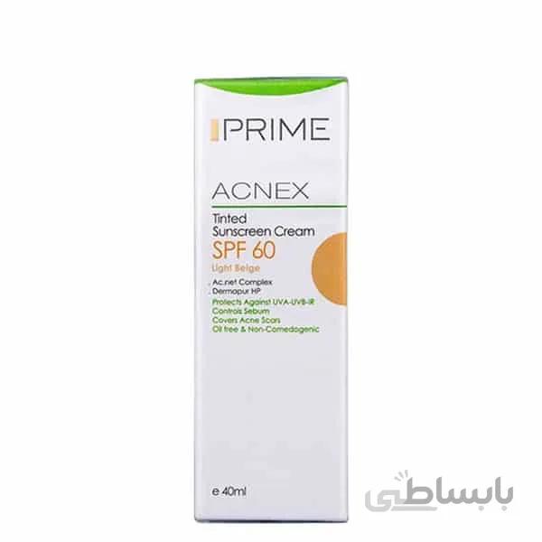 کرم ضد آفتاب پریم SPF60 بژ روشن پوست چرب و جوش دار 40 میلی لیتر