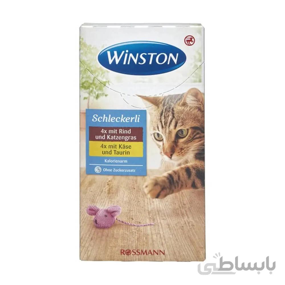 بستنی گربه وینستون طعم بیف و پنیر بسته ۸ عددی ا Winston Cat Snack Beef & Cheese Flavour 8pcs