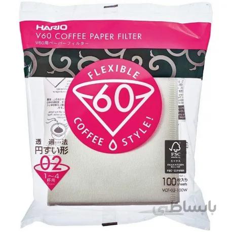فیلترهای قهوه کاغذی Hario V60 سایز 02 دارای صفحه سفید
