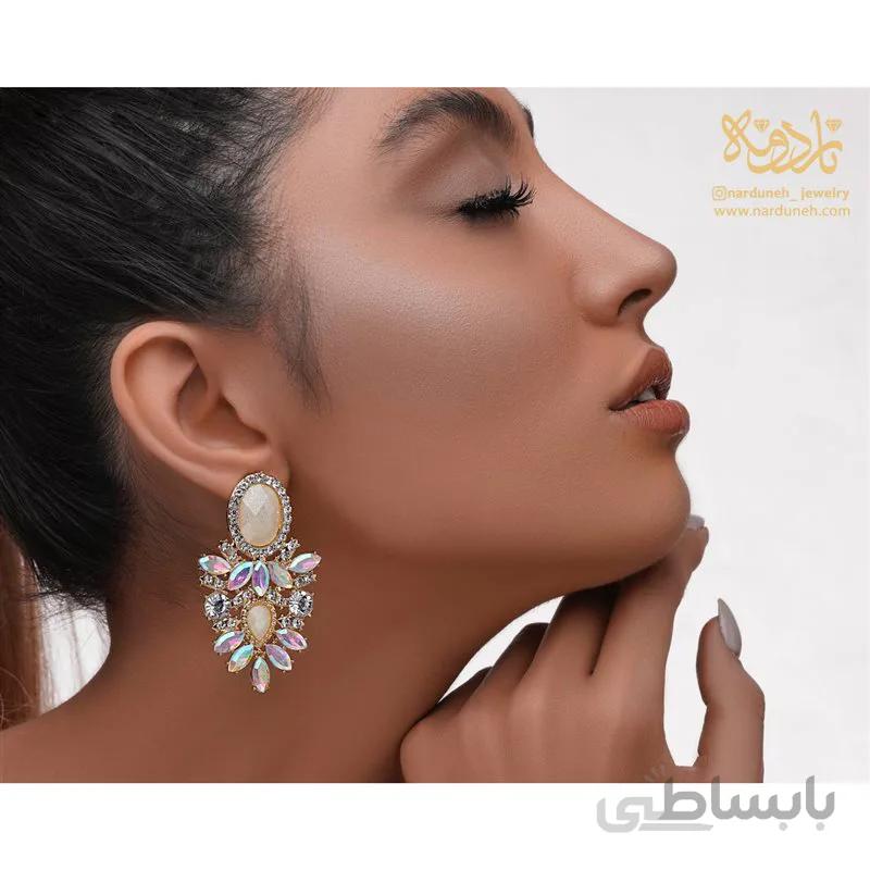 گوشواره نگین هفت رنگ آویز_04
