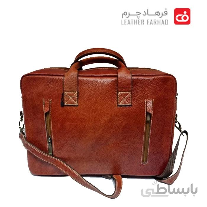 کیف اداری دو دسته زیپ چرم طبیعی تبریز