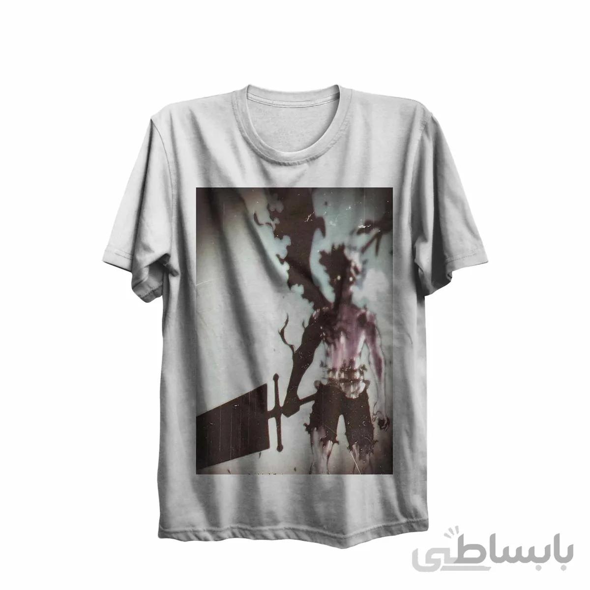 تیشرت یقه گرد سفید طرح انیمه شبدر سیاه Black Clover-کپی-کپی-کپی-کپی