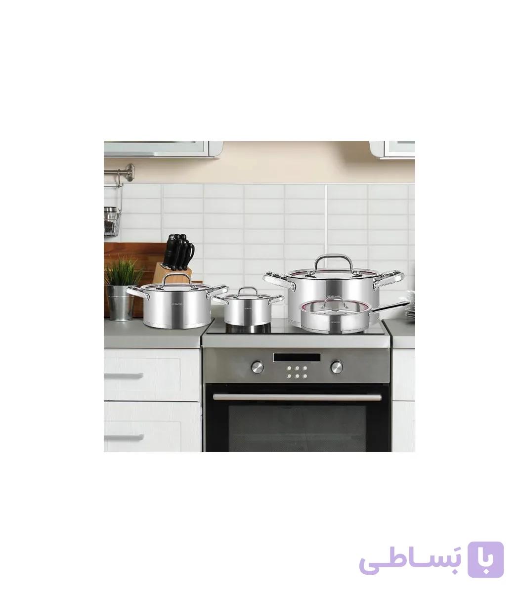سرویس استیل عرشیا قابلمه 8 پارچه جدید مدل SS014-2767