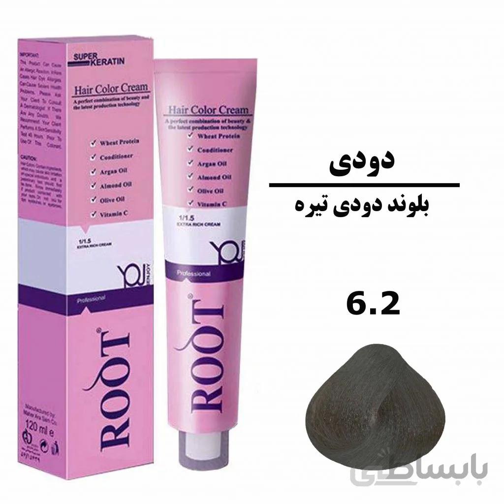 رنگ موی بلوند دودی تیره روت ROOT سری دودی شماره 6.2 حجم 120 میلی لیتر